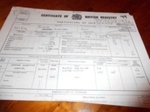 Certificate  of  Registry   Putford  Scimitar; custom & excise; 1984; LOWMS.2025.099