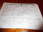 Certificate  of  Registry  Oakleigh; custom & excise; 1961; LOWMS.2025.100
