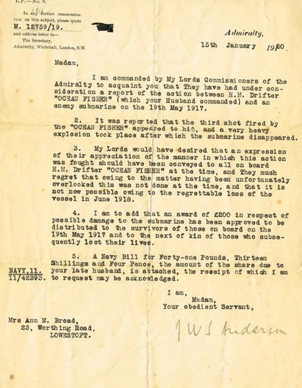 Admiralty letter; LOWMS:2017.087G | eHive