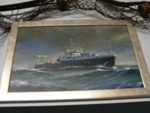 Acrylic painting by Russell - Representation of research vessel "Corystes" LT 337 at sea; Russell; LOWMS:2024.097