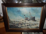 Acrylic painting by J Crowfoot - Steam trawler "Dhoon" FD 54 wrecked off Iceland in 1947; Crowfoot, J; LOWMS:2024.094