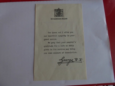 Sympathy Letter; LOWMS.2025.049