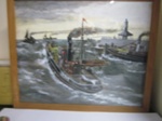 Painting  Fishing Vessels  Leaving  Lowestoft; Perry Broad; 1975; LOWMS,2025.077