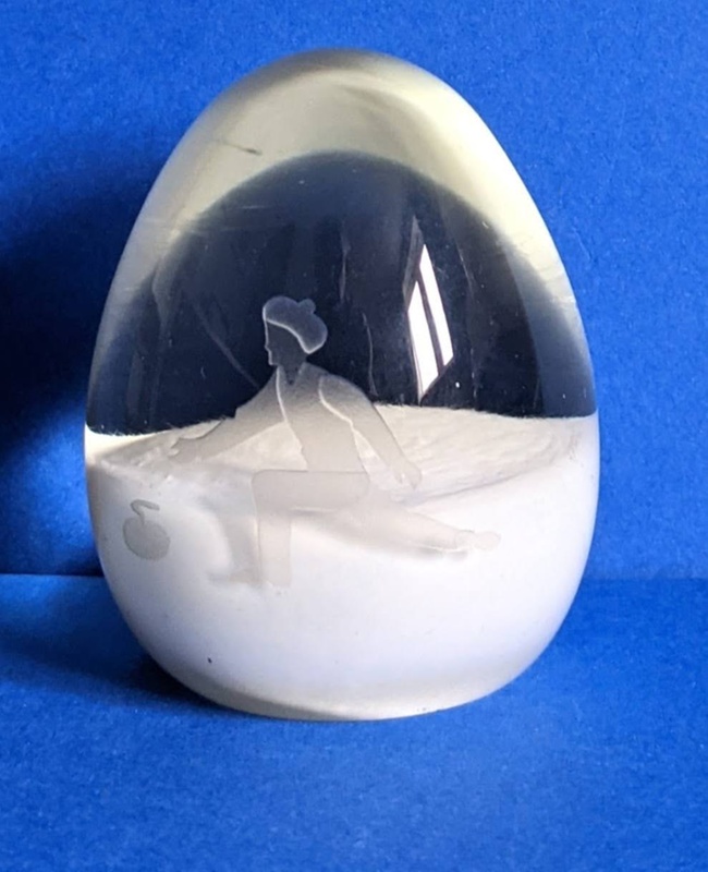 Glass Paperweight With Curling Figure; PZ154 | eHive