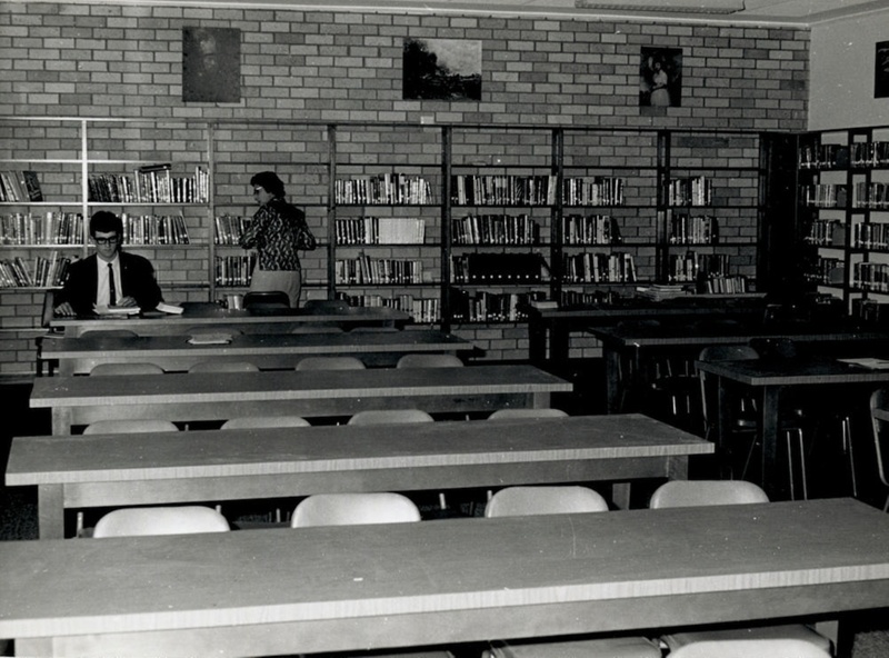 Photographs 1968- Interior of the new library 1968.; Arthur P. Hintrest ...