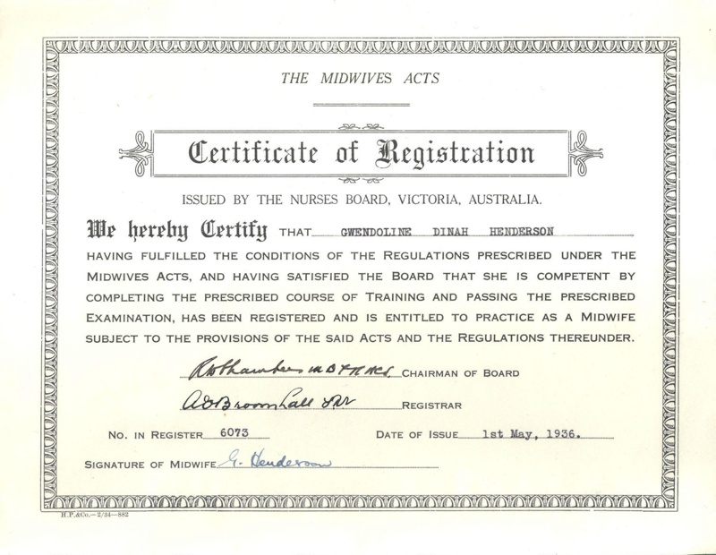 Document: Nurses Board of Victoria Certificate of Registration ...