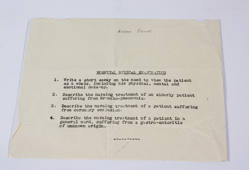 Nurse Hospital Medical Examination Paper; Ca 1950s; AR606 eHive