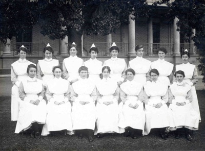 Nurse: Group of nurses outside Margaret Graham Building; Ca 1918; 4.1B ...