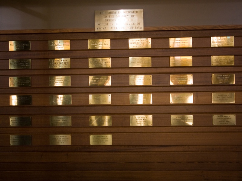 Interior Old Royal Adelaide Hospital Chapel Memorial Plaques; 2012; AR