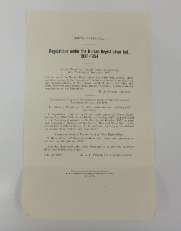 Document: Regulations Under The Nurses Registration Act, 1920-1954 ...