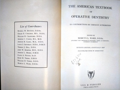 Book: The American Textbook of Operative Dentistry; 1940; AR#4197