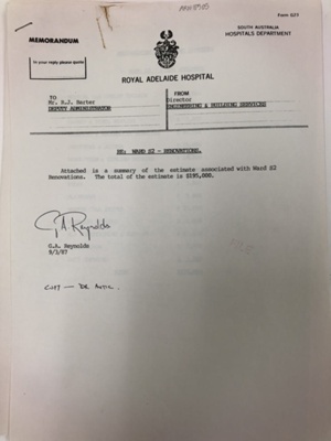 Document: Ward S2 Renovations; 1987; AR#16505 | eHive