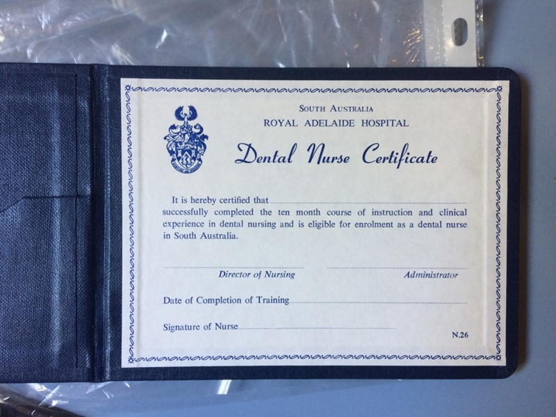 Dental Royal Adelaide Hospital Dental Nurse Certificate; AR5609 eHive