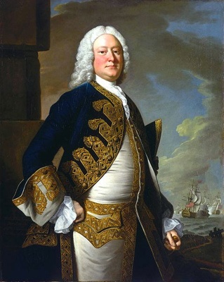 Portrait of Admiral John Byng by Thomas Hudson, 1749. Image courtesy National Maritime Museum, London. Link to image: https://commons.wikimedia.org/wiki/File:John_Byng.jpg