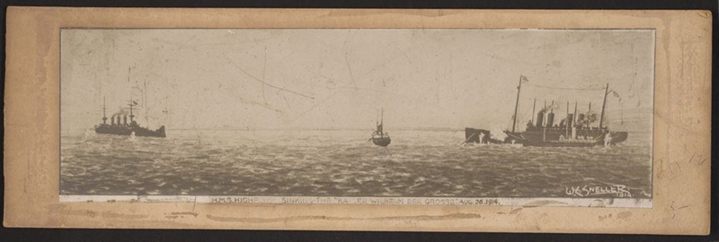 The H.M.S. 'Highflyer' sinking the 'Kaiser Wilhelm der Grosse', 26