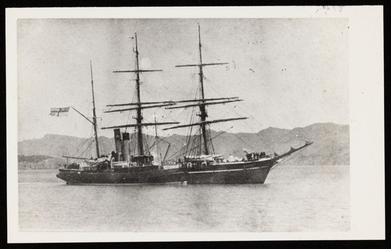 Reproduction of an older photo. The sailing ship 'Terra Nova' in