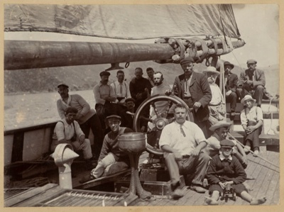 16 men on deck of the 'Privateer' near Ship Cove, 14 January to 5 February 1905. image item