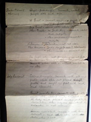 Document detailing Catholic Apostolic Church Vestments; Percy Mitchell; 7.3 