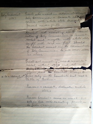 Document detailing Catholic Apostolic Church Vestments; Percy Mitchell; 7.4 