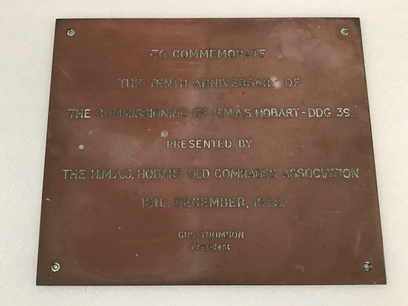 Plaque; Commemorative; Commissioning; HMAS Hobart II; 1975; NAVY3859