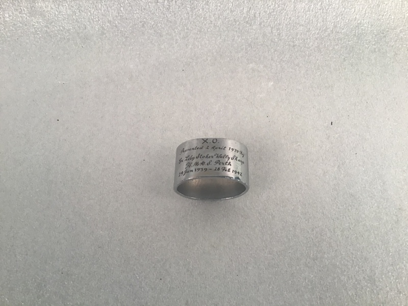 Napkin ring with engraving; HMAS Perth ; NAVY1518000 eHive