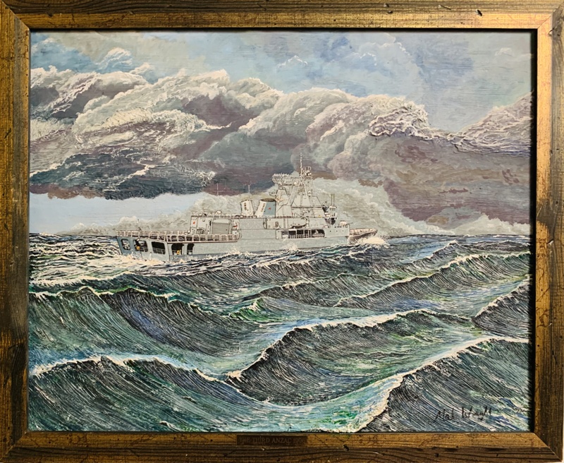 Painting; The Third Anzac 1996; HMAS Anzac (III); Mal Wright; Navy-562 ...