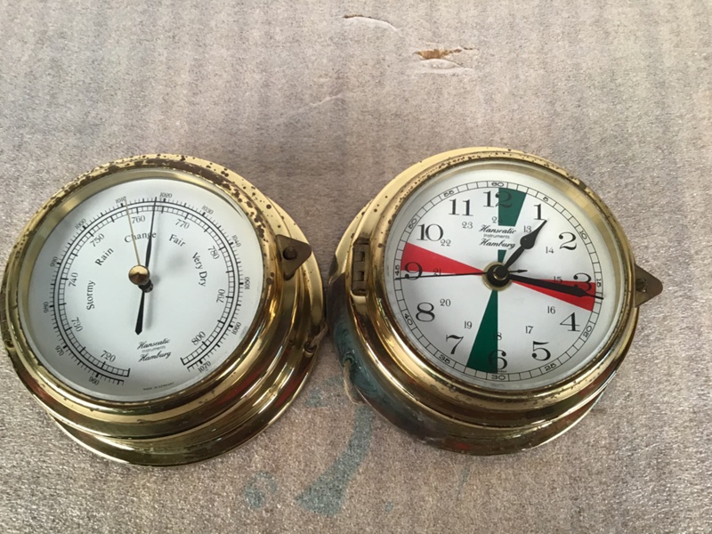 Brass Plated Clock and Barometer; HMAS Glenelg II; NAVY1580100 eHive