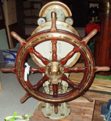 Ship's helm and pedestal; HMAS SUPPLY; John Hastie & Co; About 1960 ...