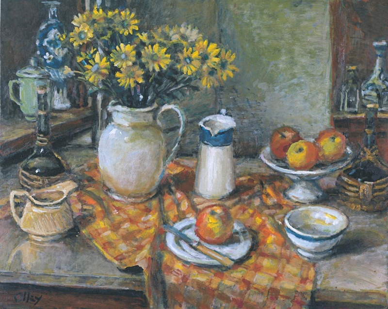 Yellow chrysanthemums and orange cloth; Margaret Olley; 2005; 28 | eHive