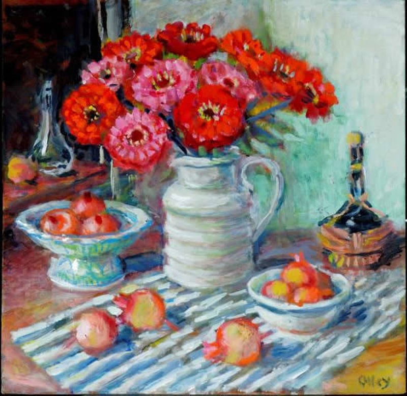 Zinnias with pomegranates; Margaret Olley; 2007 | eHive