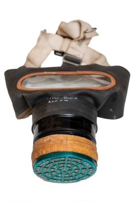 WWII gas mask in original packaging; CRMCH.1997.01