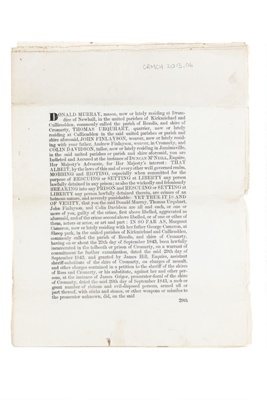 Indictment to the High Court in Edinburgh of the Resolis Rioters: January 1844; CRMCH 2013.06; CRMCH 2013.006