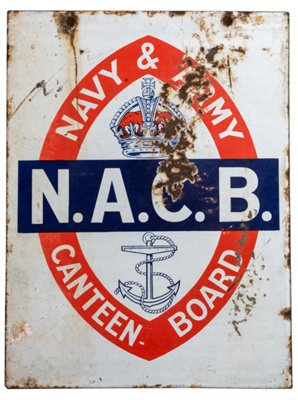 Enamel sign for "navy and Army canteen Board", 1917 - 1921; CRMCH 2011.007; CRMCH 2011.007