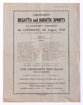 Prog. Crom Regatta and Acquatic Sports August 1919; CRMCH.2023.05