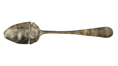 1 silver spoon marked 'AS'. Tafts field; CRMCH 1990.15