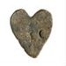 Lead token, heart-shaped marked 'PA' and 'IC'; CRMCH 1991.06