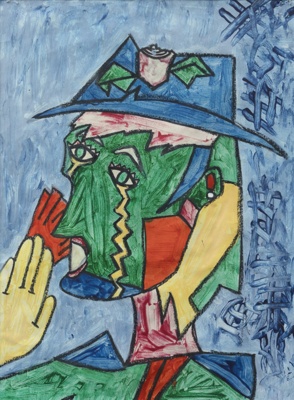 Portrait - Crying Woman in a Hat; Unknown Artist