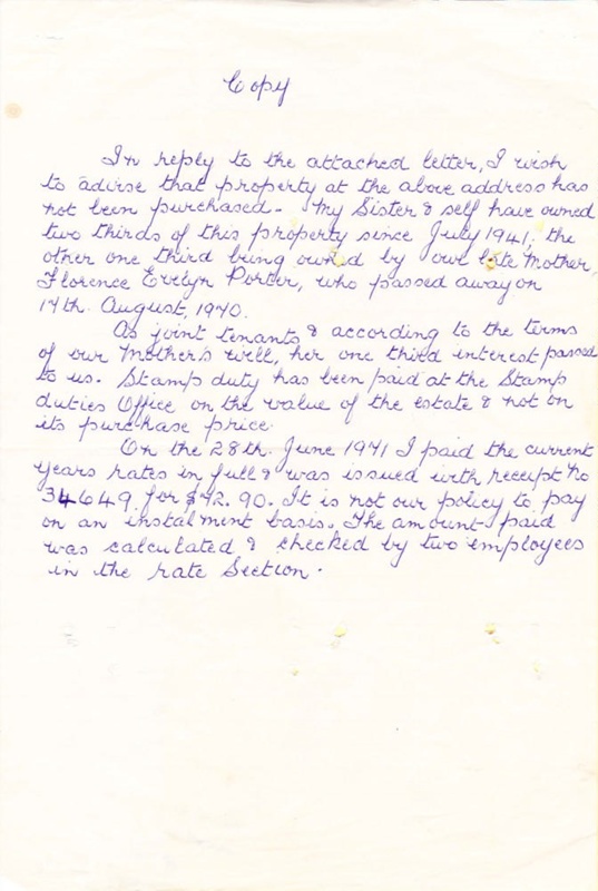 Correspondence draft of letter to Newcastle City Council; PH 176 eHive