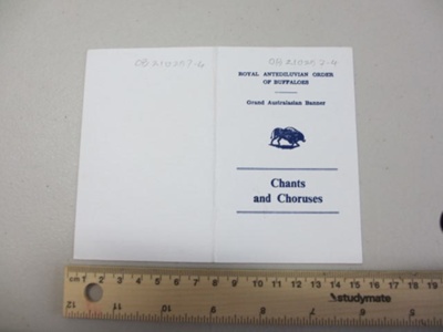 Booklet - Chants and Choruses - Royal Antediluvian Order of Buffaloes; OB210257-4