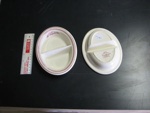 2 divided small bowls ceramic white pattered borders dunn bennet burslem uk hot canob orange; 08-3887.1.2
