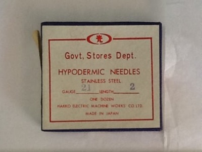 Box of hypodermic needles; Hakko Electric Machine Works Co Ltd; BC2015/35