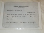 Opening of Orange Mental Hospital - Invitation; unknown; 1925; BC2014/154