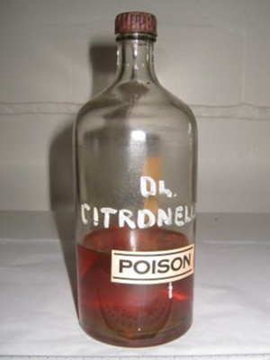 Clear glass bottle - Citronella; unknown; 20th Century; BC2015/145