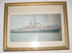 Framed coloured photograph of HMAS Bunbury; OWM2015/91
