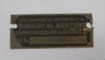 Ministry of Munitions Identification Plaque; OWM2019/189