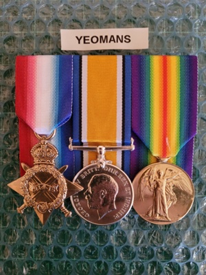 World War I Medals with Ribbons - H. Yeomans; 1914-1920; OWM2019/134:1-3