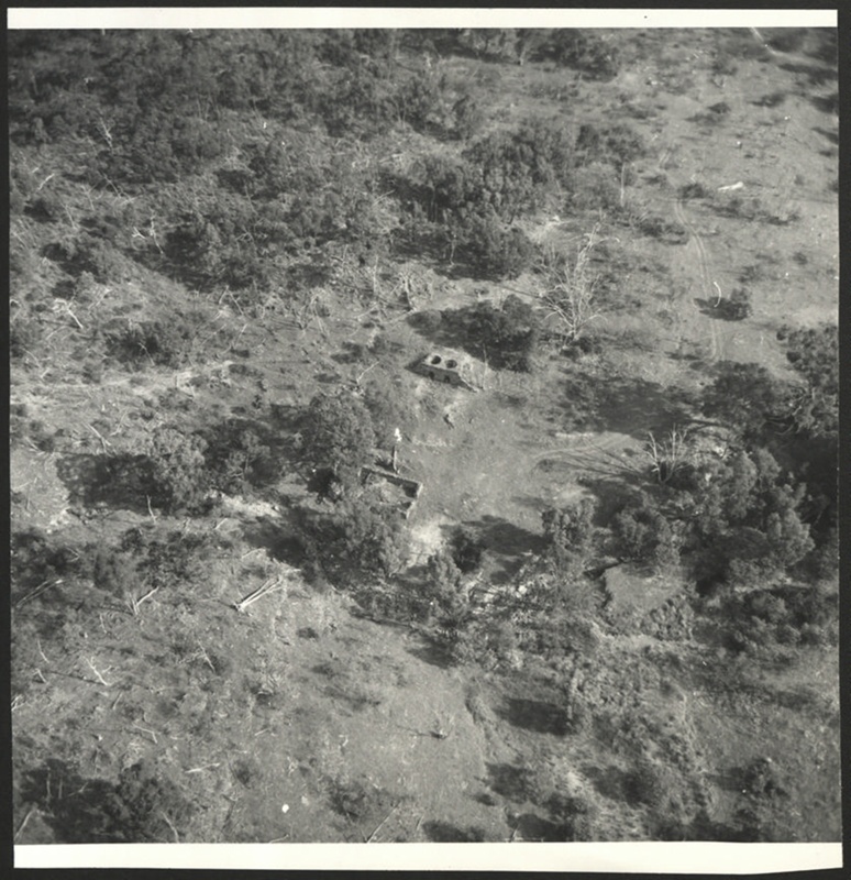 Aerial photo of remnant Cornish quartz roasting pits; Unknown; 1885