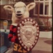 Photo - Larry the Lamb with the Ranfurly Shield - 1983; 1115