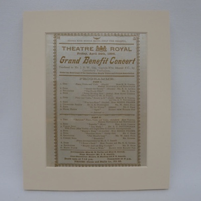 Programme from Grand Benefit Concert at the Theatre Royal, Friday April 24th 1896.; 1004