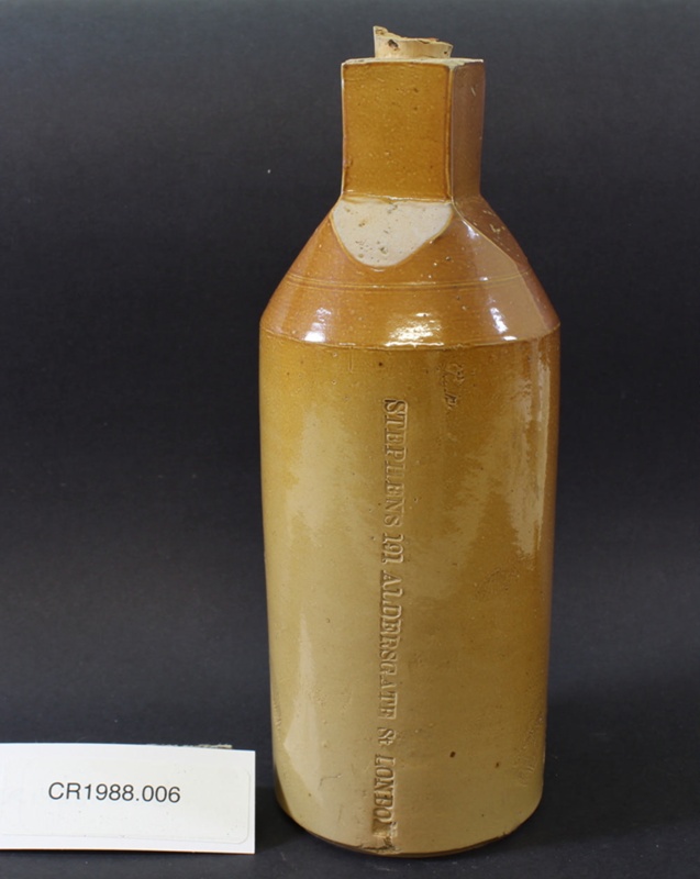 Stephens stoneware ink bottle; Stephens, 101 Aldersgate St, London 